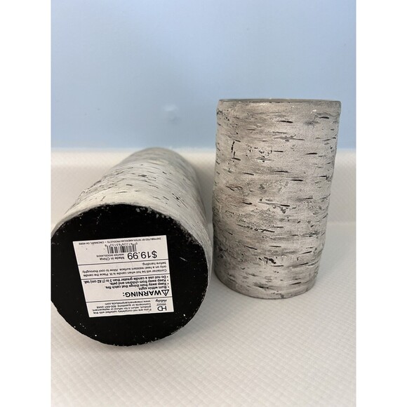 Set of 2 Faux White Birch Wood Look Pillar Candle Holders HD Designs - Picture 5 of 6